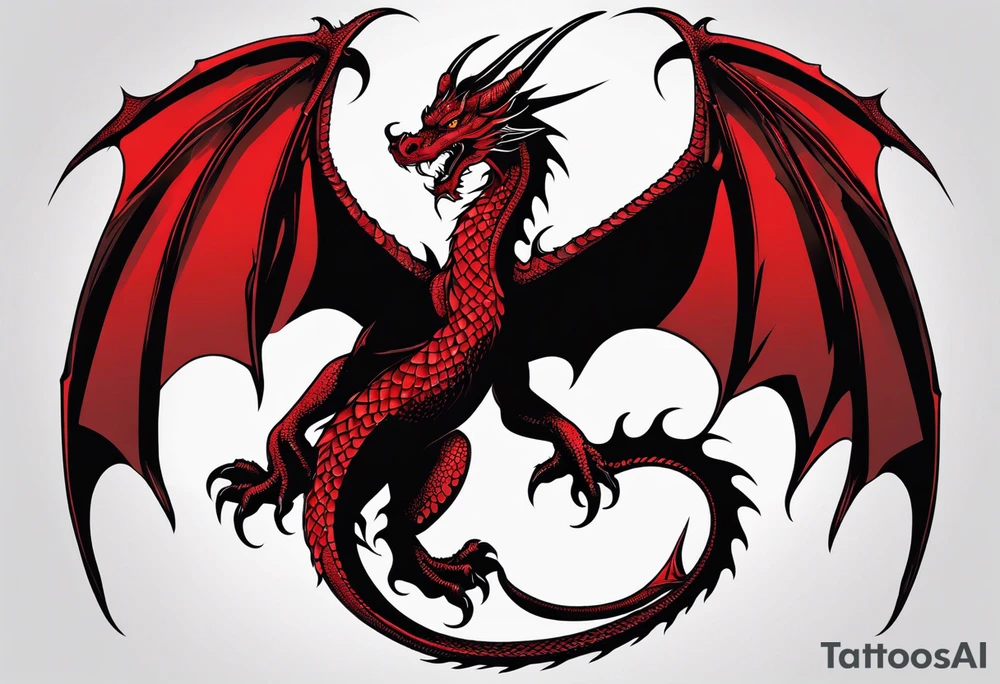 Long Red dragon tattoo idea