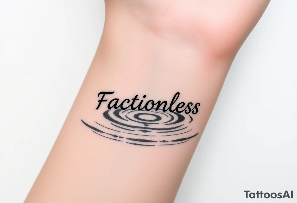 A water ripple effect with the word "Factionless" subtly appearing, representing those who reject societal divisions tattoo idea