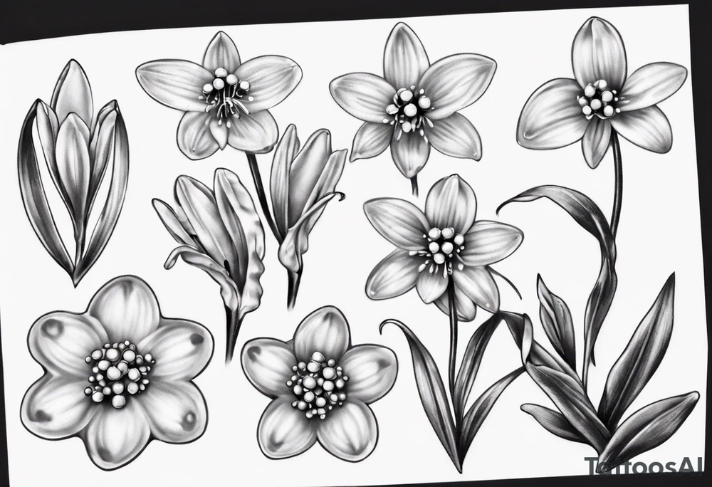 Snowdrop and jewels tattoo idea