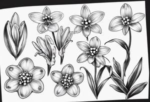Snowdrop and jewels tattoo idea