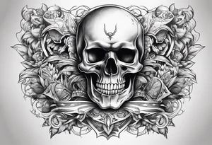 Skull teeth with cool oranemts around tattoo idea
