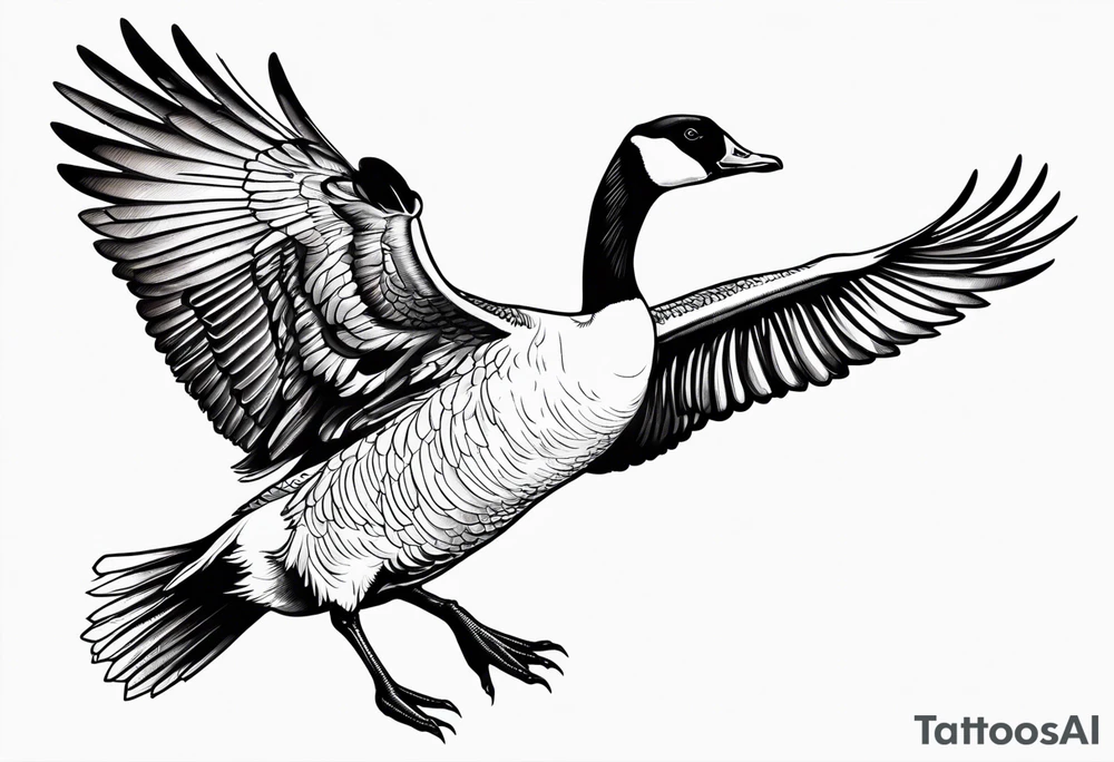 angry canadian goose shaking wings in profile tattoo idea