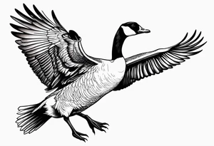 angry canadian goose shaking wings in profile tattoo idea
