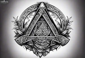 Valhalla valknut sword axe tattoo idea