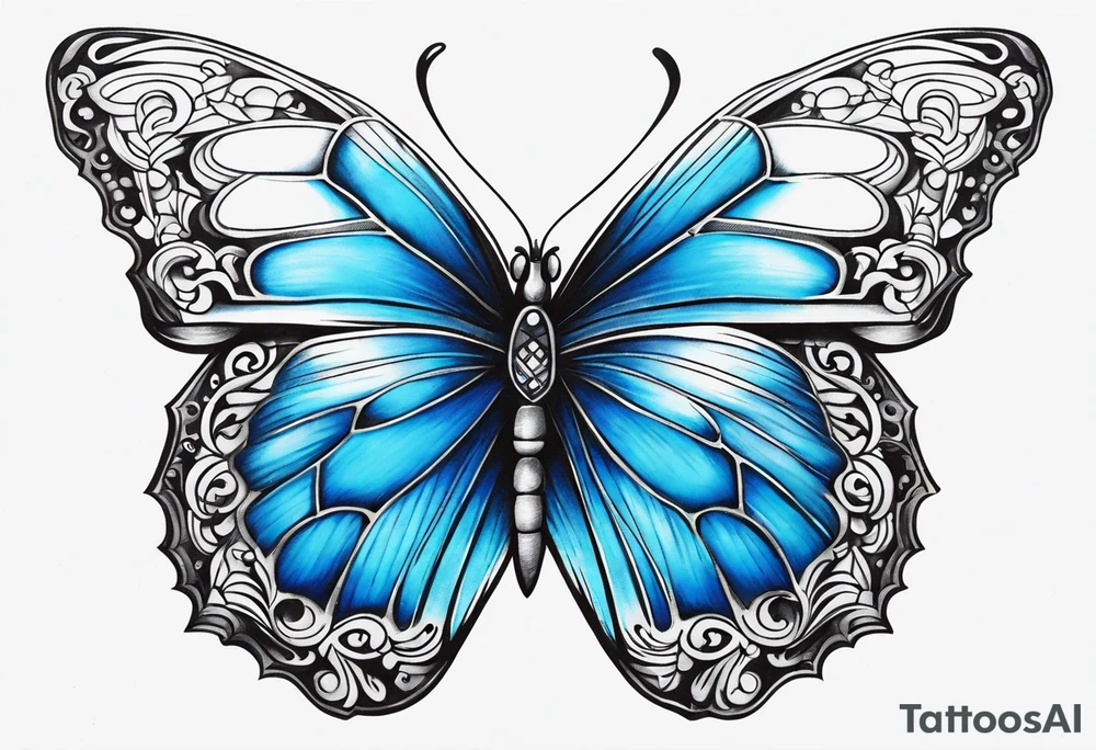 Blue butterfly tattoo idea
