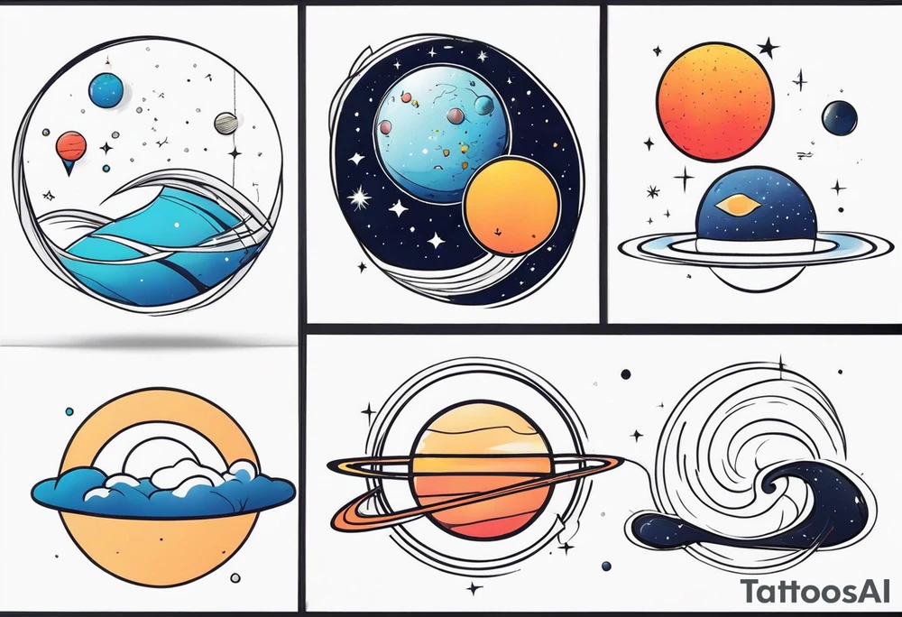 open, closed and flat universe tattoo idea