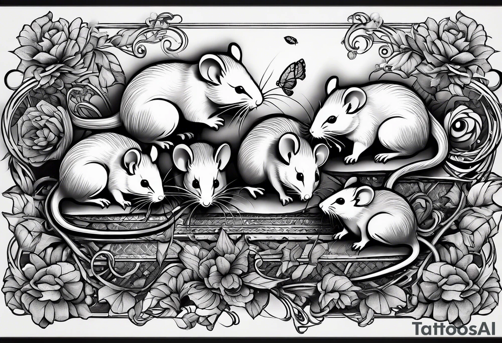 A collection of rats or mice whose tails are intertwined and bound together in some way. tattoo idea