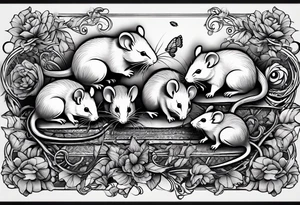 A collection of rats or mice whose tails are intertwined and bound together in some way. tattoo idea