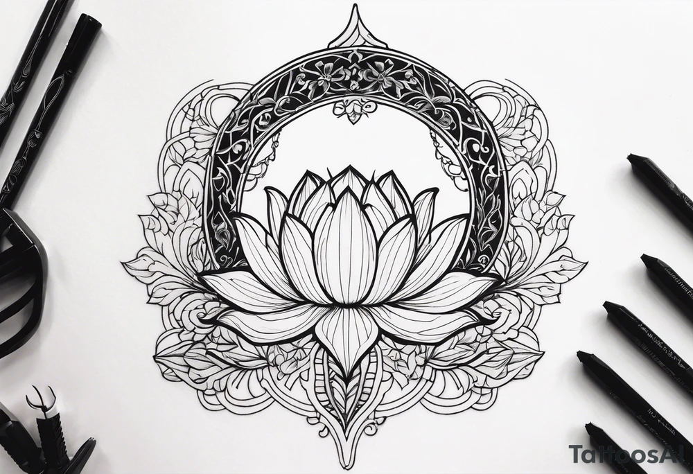harpe en feuille de lotus tattoo idea