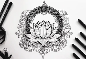 harpe en feuille de lotus tattoo idea