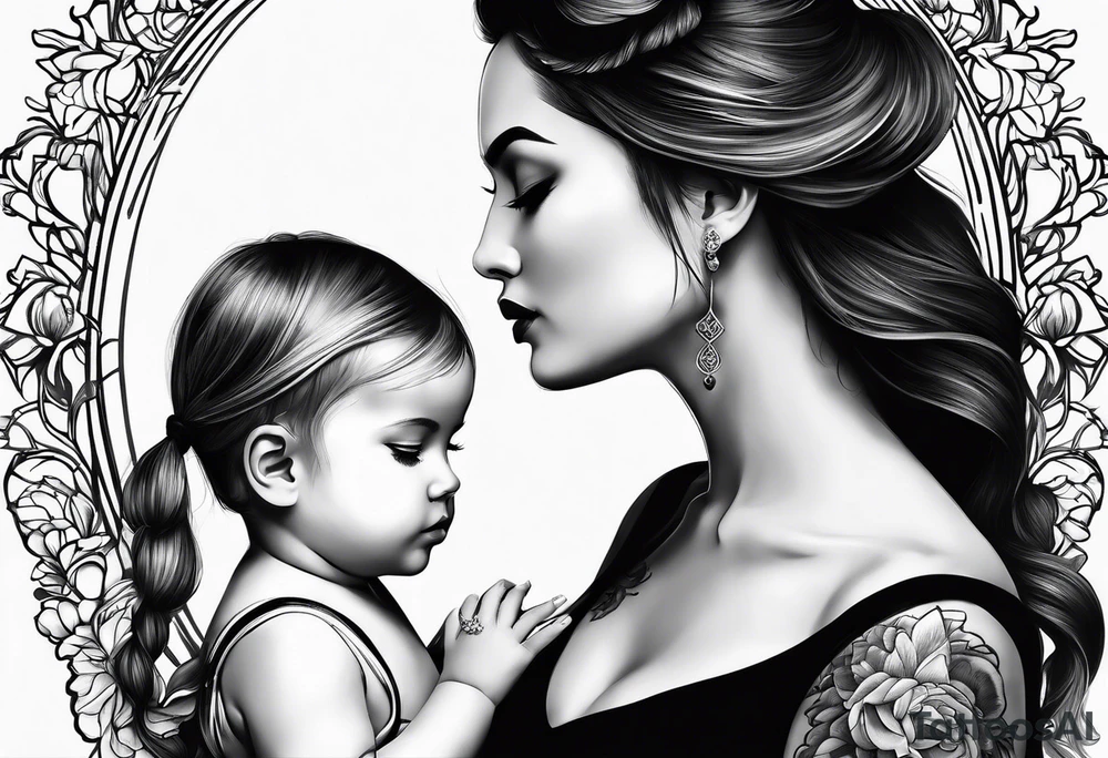 Mininalistic 2 tattoos matching to a daughter and a mother tattoo idea