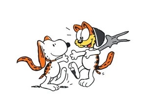 snoopy in a battle with Garfield tattoo idea