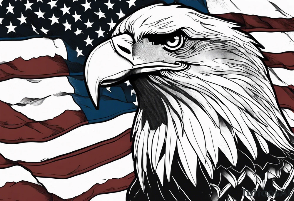 torn flag with eagles tattoo idea