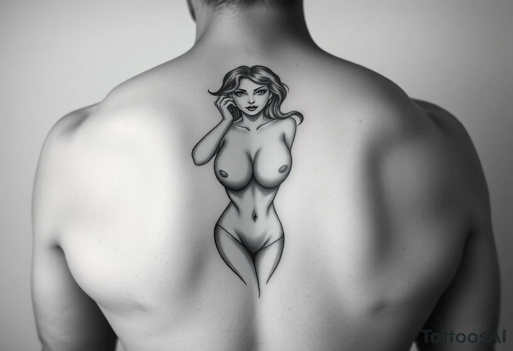 Fully nude lady with big boobs tattoo idea