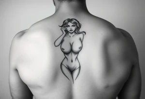 Fully nude lady with big boobs tattoo idea