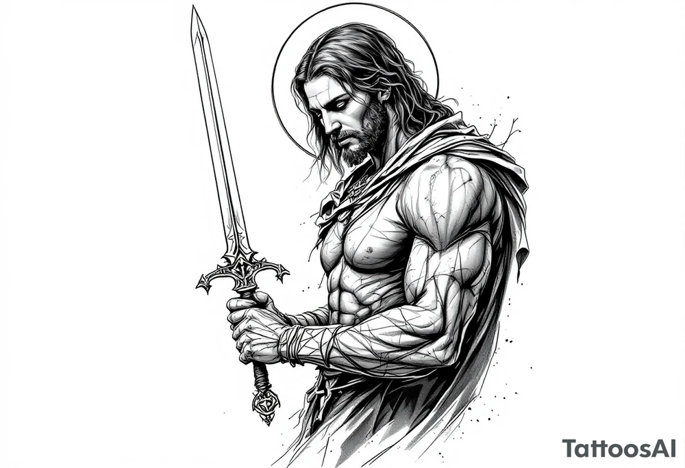 Saint Barbara holding sword tattoo idea