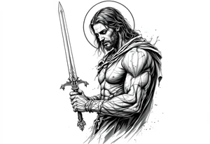 Saint Barbara holding sword tattoo idea