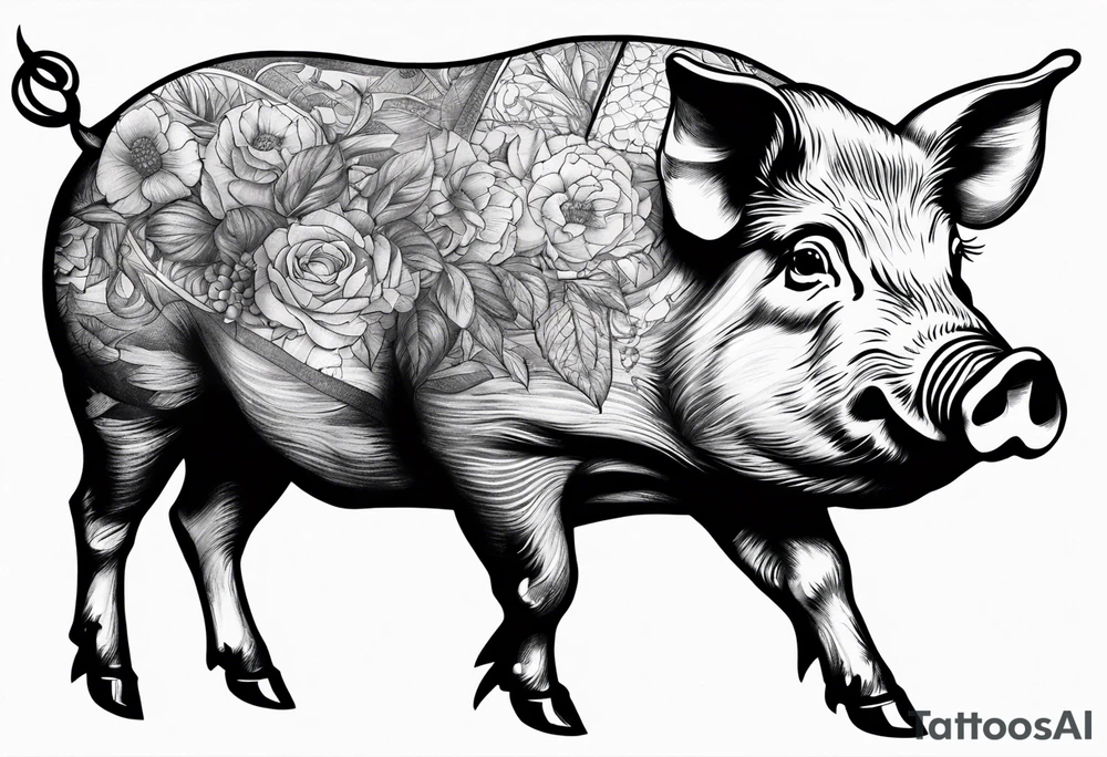 Butchers map of a pig tattoo idea