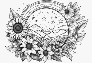 I’m a Capricorn I love sunflowers, stars and set sunsets I also think a Cassiopeia consultation  is tired to me name starts with a W I have 3 kids 1 boy and 2 girls for my  fore arm tattoo idea