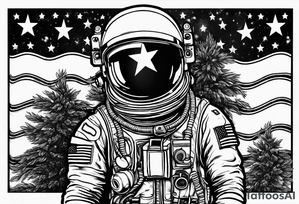 Astronaut wearing a peace flag tattoo idea