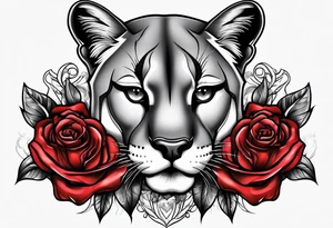 Cougar with roses tattoo idea