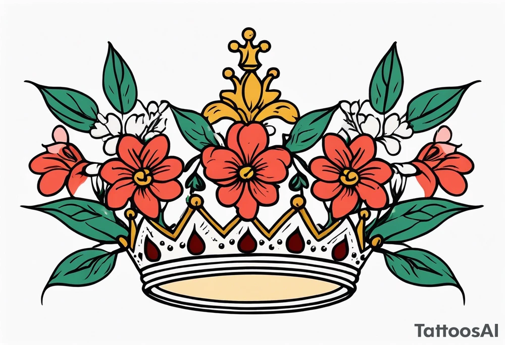 crown
old school vintage simple traditional design with vintage flowers surrounding
bold color simple tattoo idea