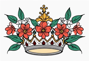 crown
old school vintage simple traditional design with vintage flowers surrounding
bold color simple tattoo idea
