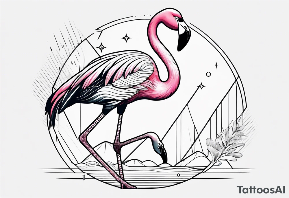 cute flamingo tattoo idea