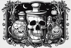 Trick or treat, 20 oz tumbler banner design, candy, minimalist, potions, brew, broom, spellbound, voodoo, cat tattoo idea