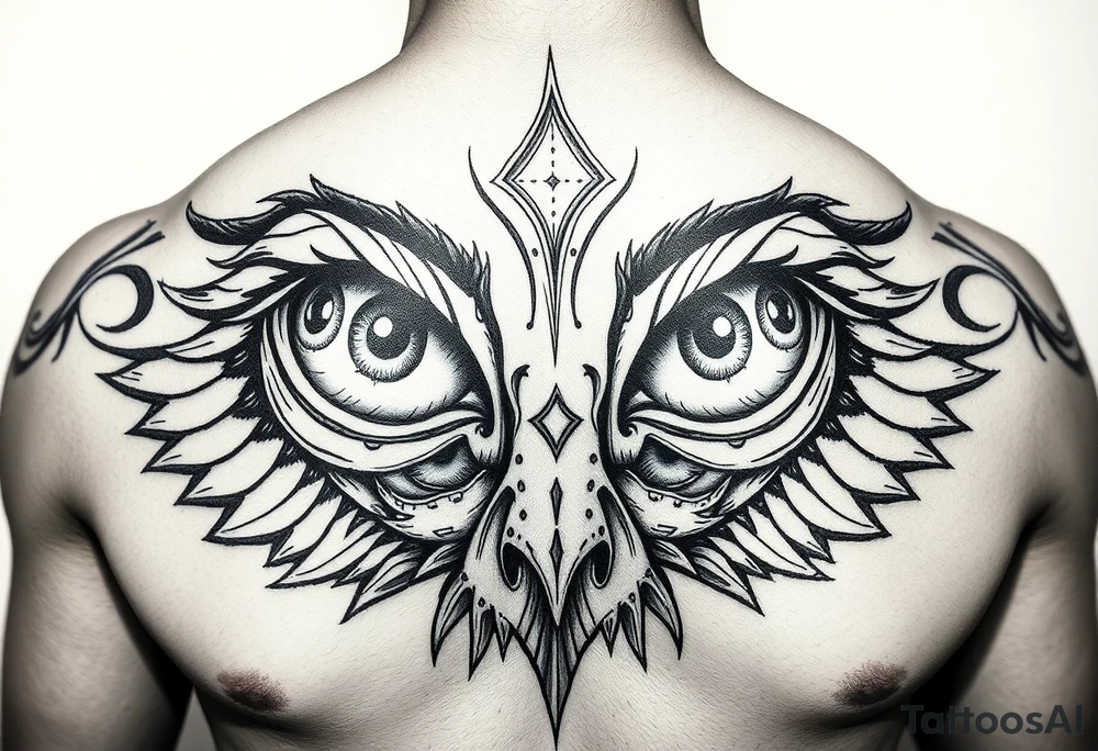 Eyes big and small on my chest for a man terrorizing with his eyes tattoo idea