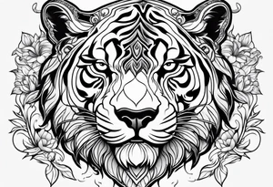 half taurus bull and half tiger design tattoo idea