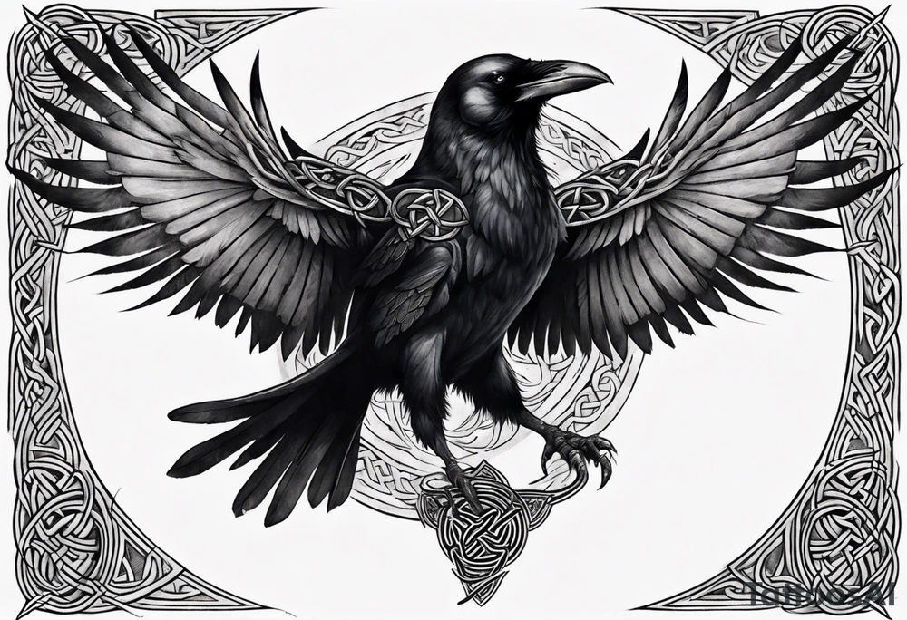 skyrim style raven with celtic knotwork tattoo idea