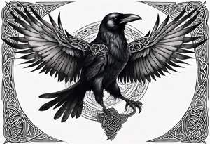 skyrim style raven with celtic knotwork tattoo idea