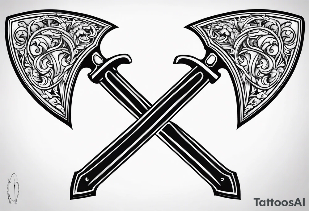 Valhalla axe sword fire tattoo idea