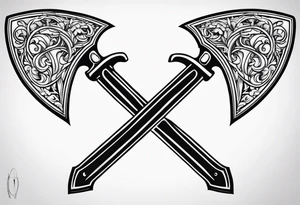 Valhalla axe sword fire tattoo idea