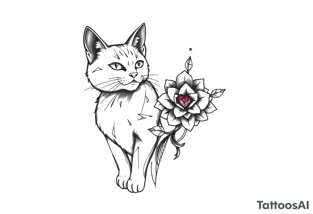 Pata de gato e coração tattoo idea