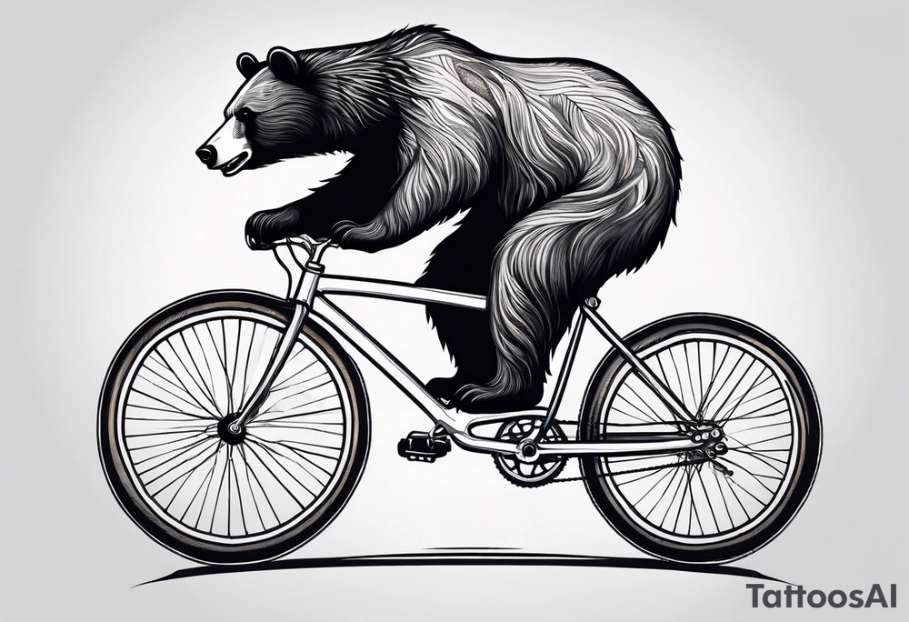bear riding a bicycle tattoo idea
