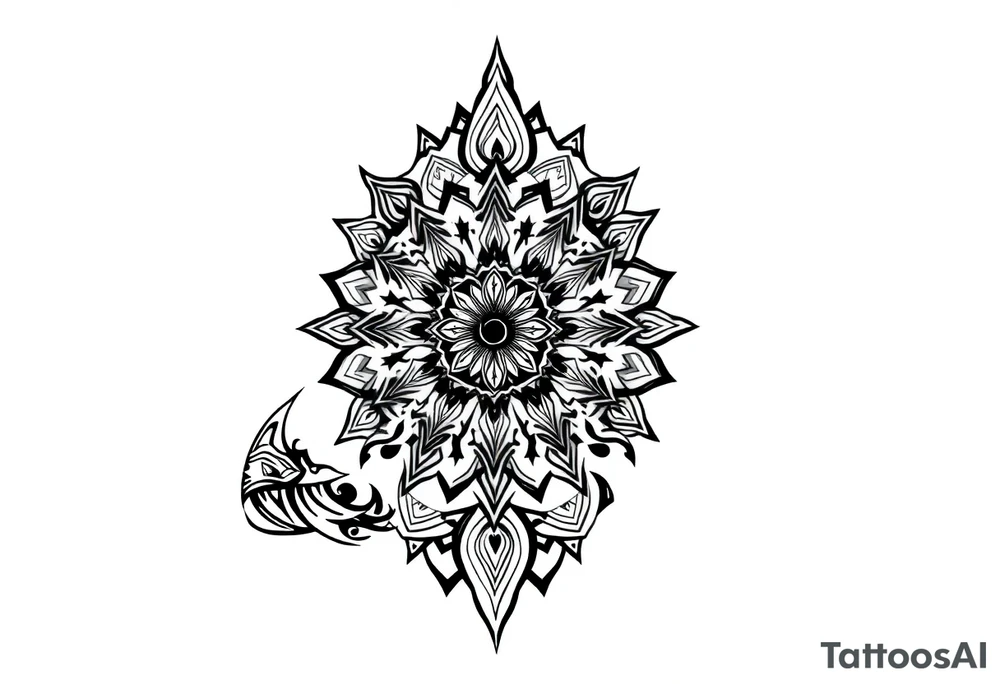 shaman style mytical mandala tattoo idea