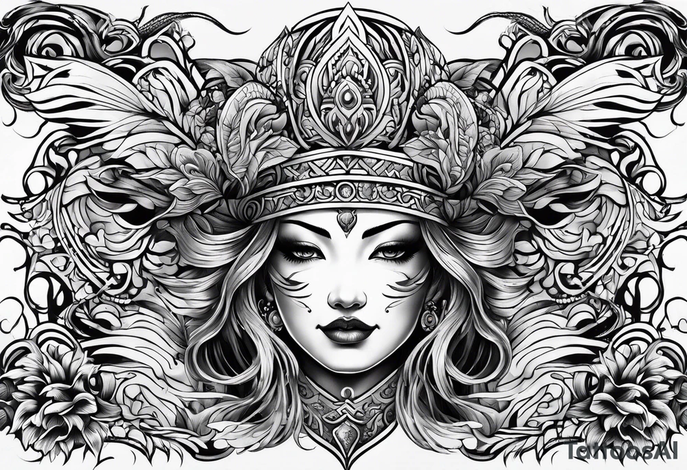 Fire covered face tattoo idea