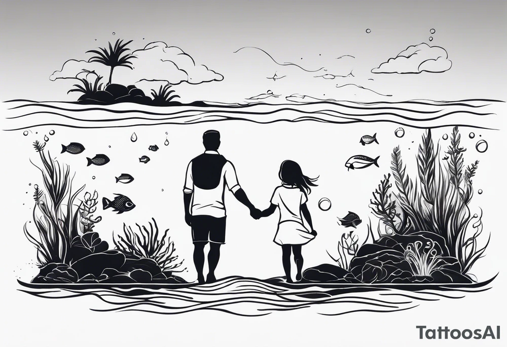 Father daughter matching. Water related. Marine life tattoo idea