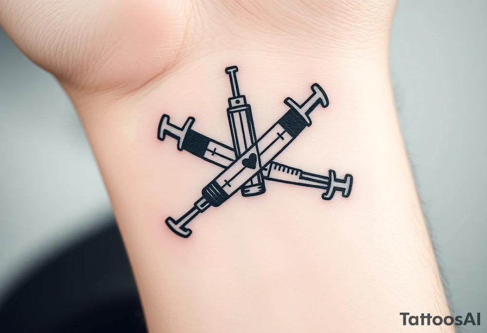 nurse syringe crossing like crossbones tattoo idea