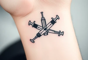 nurse syringe crossing like crossbones tattoo idea