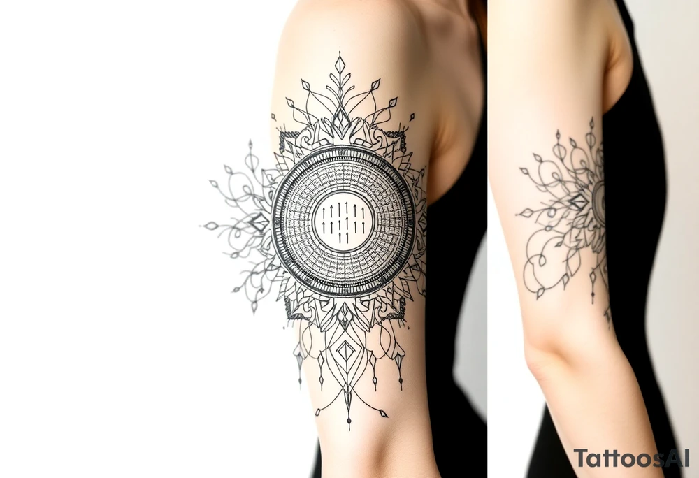 Bio-Mechanical internal computer, binary code, symbolism for 6 kids, 5 boys and youngest is a girl tattoo idea