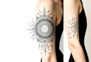 Bio-Mechanical internal computer, binary code, symbolism for 6 kids, 5 boys and youngest is a girl tattoo idea