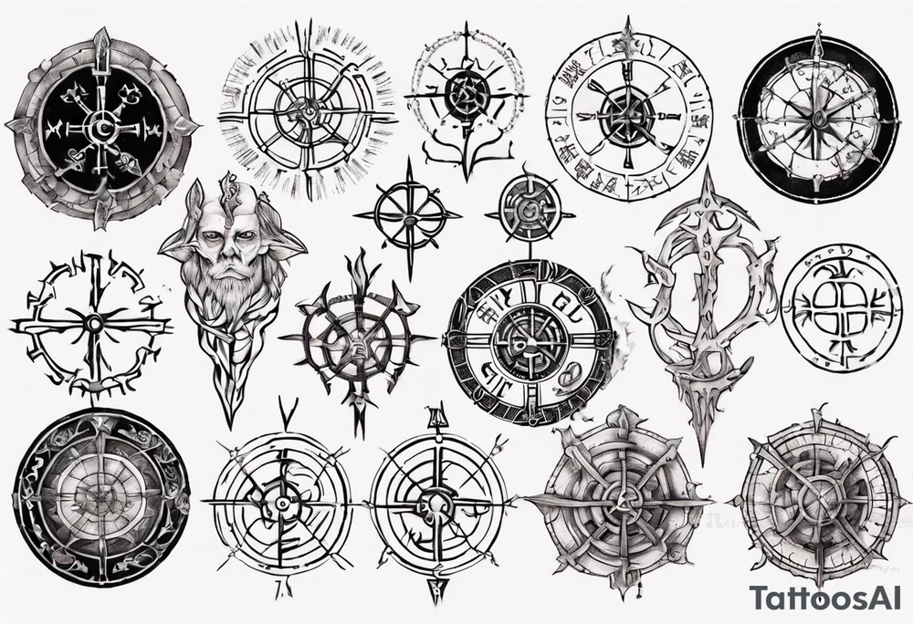 elaborate vegvísir tattoo idea