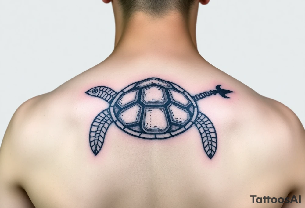 turtle with trident tattoo idea