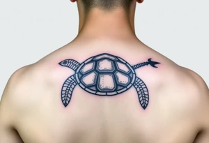turtle with trident tattoo idea