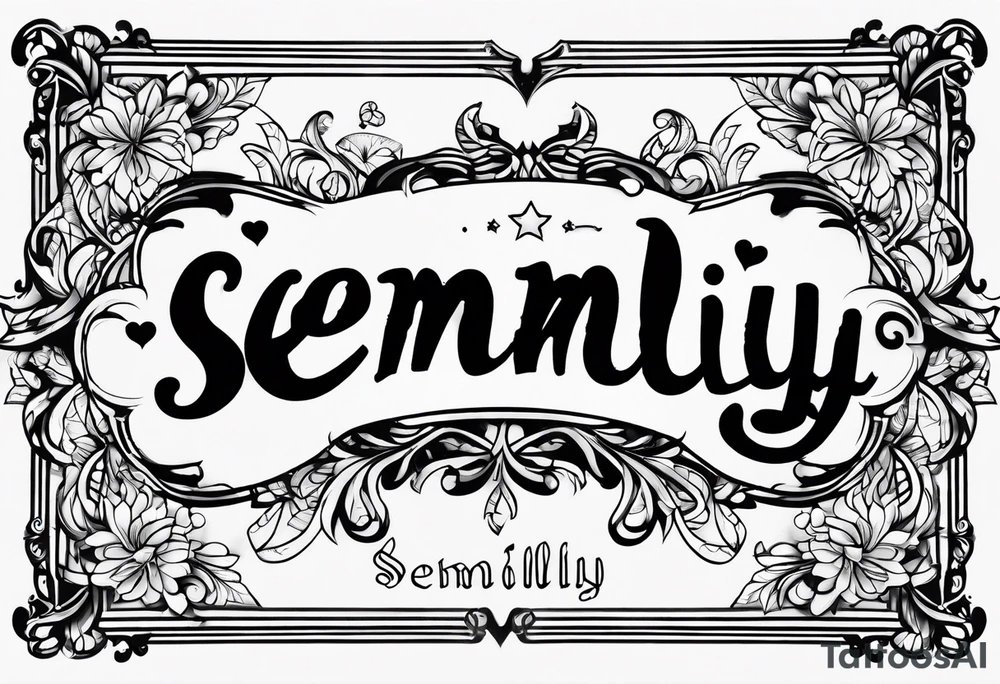 semilly name written in beautiful letters with a small heart tattoo idea