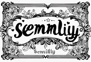semilly name written in beautiful letters with a small heart tattoo idea