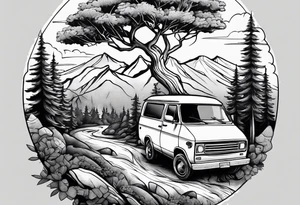 Tree mountain van climbing tattoo idea